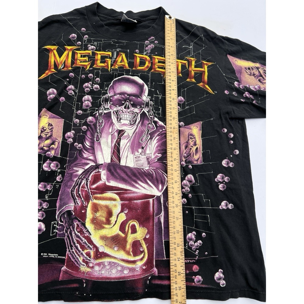 Vintage 1991 Megadeth Rust In Peace Brockum All Over Print T Shirt XL USA - Picture 13 of 16